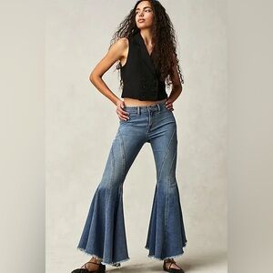 Free People Twirl On Mid Rise Crop Flare